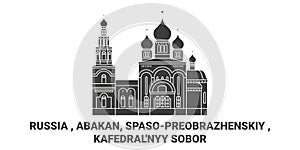 Russia, Abakan, Spasopreobrazhenskiy , Kafedral'nyy Sobor travel landmark vector illustration