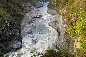 Russia, Adygeya. Kamennomostskiy district. The White river. Granite canyon in gorge Guzeripl photo