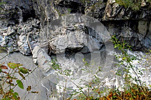 Russia, Adygeya. Kamennomostskiy district. The White river. Granite canyon in gorge Guzeripl photo