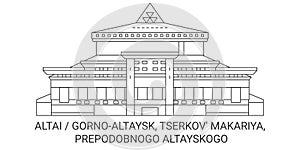 Russia, Altai, Gornoaltaysk, Tserkov' Makariya, Prepodobnogo Altayskogo travel landmark vector illustration