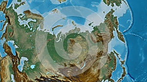 Russia area. Relief map