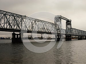 Russia - Arkhangelsk - Northern Dvina river - draw bridge at autumn day