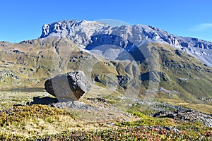 Russia, Arkhyz mountains. Fragment of the rock Zahedan photo