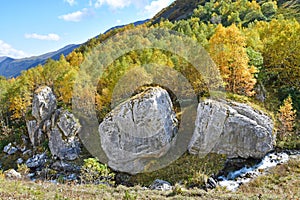 Russia, Arkhyz. September in the valley of the river Kyafar-Agur