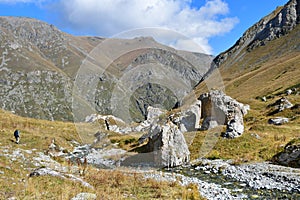 Russia, Arkhyz. September in the valley of the river Kyafar-Agur