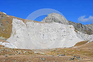 Russia, Arkhyz. White mountain near the Agur lakes