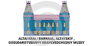 Russia, Barnaul, Altayskiy , Gosudarstvennyy Krayevedcheskiy Muzey travel landmark vector illustration