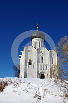 Russia, Bogolyubovo. Church of the Intercession on the Nerl. Orthodox church and a symbol of medieval Russia, Vladimir region