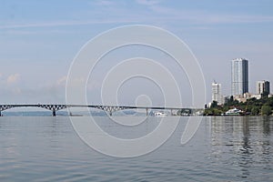 Russia. Bridge in Saratov city. River Volga