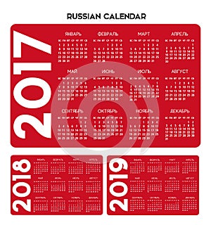 Russia Calendar 2017-2018-2019 vector