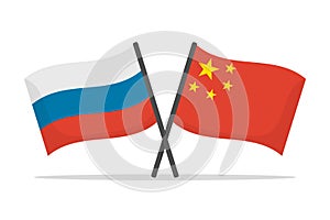 Russia and China flag. Partnership and cooperation