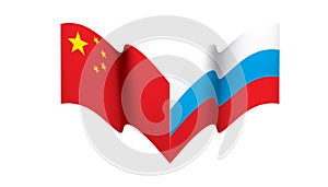 Russia and China flags. Vector illustration on white background