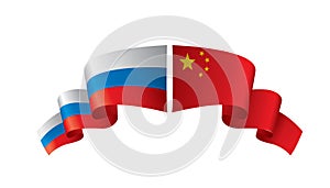 Russia and China flags. Vector illustration on white background