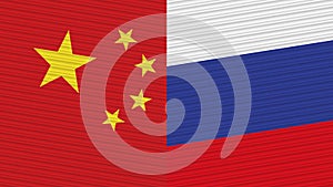 Russia and China Two Half Flags Together