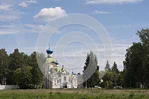 Russia, the city of Tikhvin. Orthodox monastery. Gate Church.