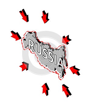 Russia closes borders, quarantine, protection against coronavirus. Ban on crossing borders. Vector isometric image of Russia map