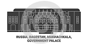 Russia, Dagestan, Makhachkala, Government Palace travel landmark vector illustration