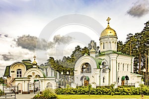 Russia . Ekaterinburg . Orthodox Church against the backdrop of summer sky and clouds