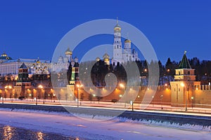 Russia. Ensemble of Moscow Kremlin at night