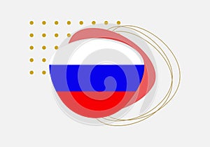 Russia flag icon or badge. Russian national emblem with abstract background and geometric shapes.