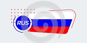 Russia flag icon or badge. Russian national emblem with abstract background and geometric shapes.