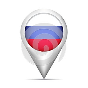 Russia flag map pointer with shadow. Vector illustration