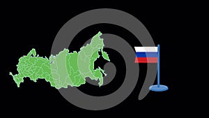 Russia Flag and Map Shape Animation