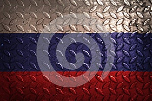 Russia flag,metal texture on background