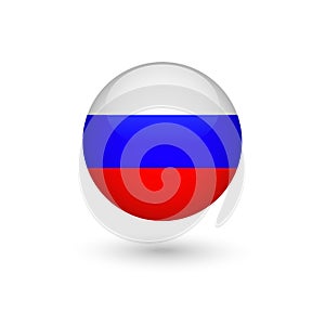 Russia flag round glossy