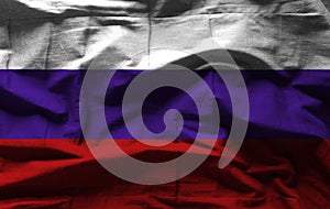 Russia flag with texture on background