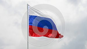 Russia flag waves in the wind in slow motion