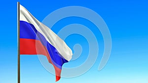 Russia flag is waving in front of blue sky 3d-rendering