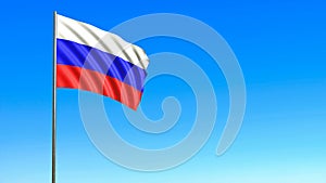 Russia flag is waving in front of blue sky 3d-rendering