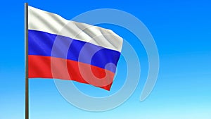 Russia flag is waving in front of blue sky 3d-rendering