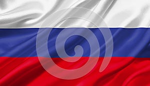 Russia flag waving with the wind, 3D illustration.