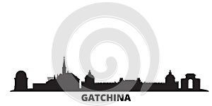 Russia, Gatchina city skyline isolated vector illustration. Russia, Gatchina travel black cityscape