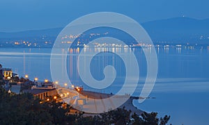 Russia Gelendzhik Bay of the city night lights 2018 May