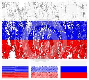 Russia grunge flag set