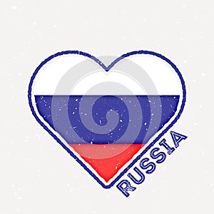 Russia heart flag badge.