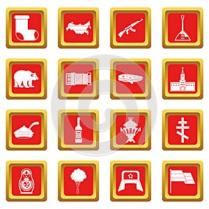 Russia icons set red