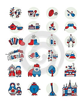 Russia, icons set. Sketch for your design