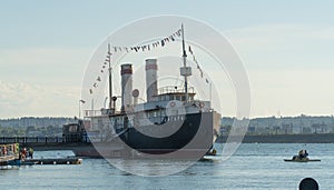 Russia, Irkutsk, August 2020: Angara is an icebreaker steamer of the Russian and Soviet fleets, currently a Museum ship