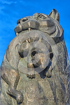 Sculpture of the Irkutsk Babr in the city center