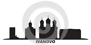 Russia, Ivanovo city skyline isolated vector illustration. Russia, Ivanovo travel black cityscape