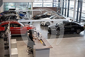 Russia  Izhevsk - February 20  2020: Mercedes-Benz showroom. New prestigious cars in the dealer showroom