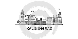 Russia, Kaliningrad City city skyline isolated vector illustration, icons