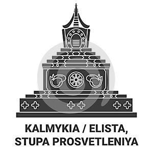 Russia, Kalmykia, Elista, Stupa Prosvetleniya travel landmark vector illustration