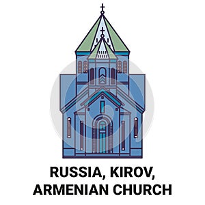 Russia, Kirov, Armenian Church travel landmark vector illustration