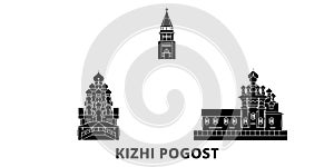 Russia, Kizhi Pogost flat travel skyline set. Russia, Kizhi Pogost black city vector illustration, symbol, travel sights