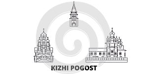 Russia, Kizhi Pogost line travel skyline set. Russia, Kizhi Pogost outline city vector illustration, symbol, travel